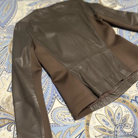 Leather Asymmetrical Jacket - Brown - Picture 5 of 5
